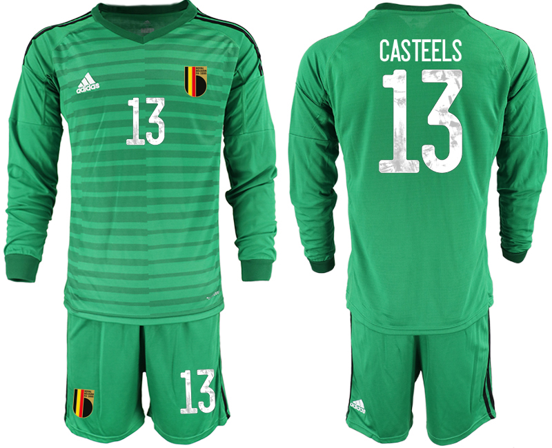 Cheap Men 2021 European Cup Belgium green Long sleeve goalkeeper 13 Soccer Jersey1